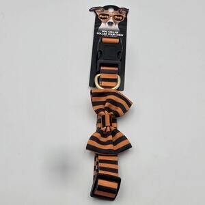 Halloween Dog Collar Bow Striped Adjustable Party Pet Collar Large